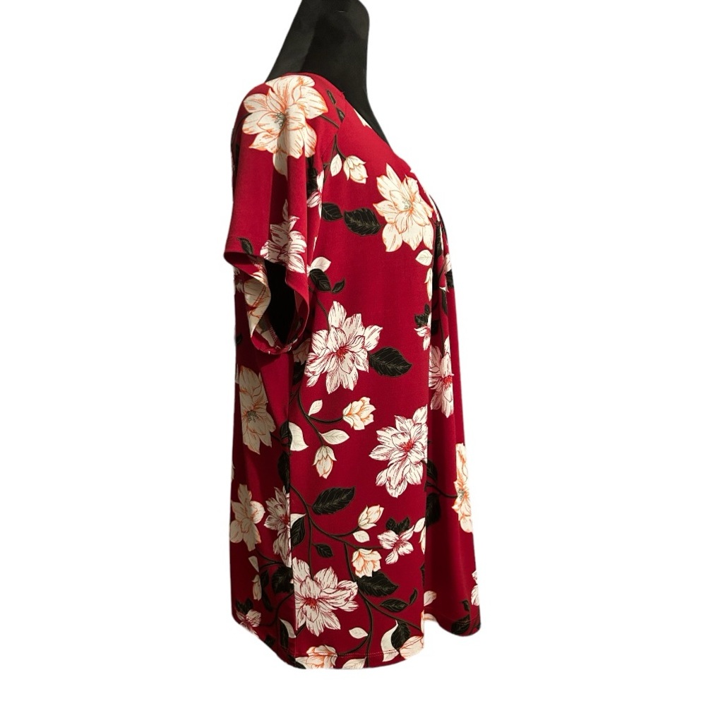 Liz Claiborne red floral career top. Size XL - Picture 3 of 4